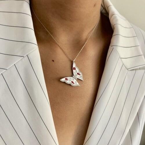 Butterfly Dot 925 Silver Necklace Set