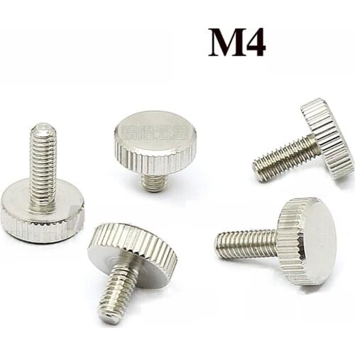 5/10Pcs GB835 M4 Knurling Flat Head Knurled Thumb Screw Hand Tighten Computer Screws Length 4/6/8/10/12/14/16/20mm
