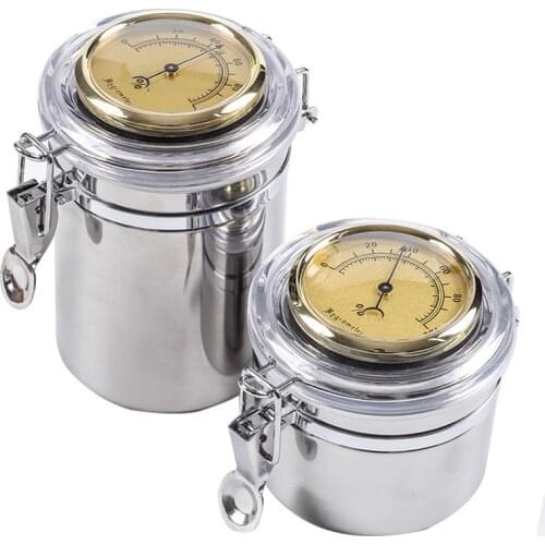 High Quality Cigarette/cigar Moisturr with Hygrometer Stainless Steel Coffee Bean Storage Jar Send Moisturizing Tablets