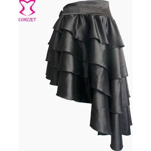 Clubwear Sexy Punk Rock Clothing Low Waist 4 Layers Ruffles Asymmetical Gothic Skirt Women Vintage Steampunk Skirt Victorian