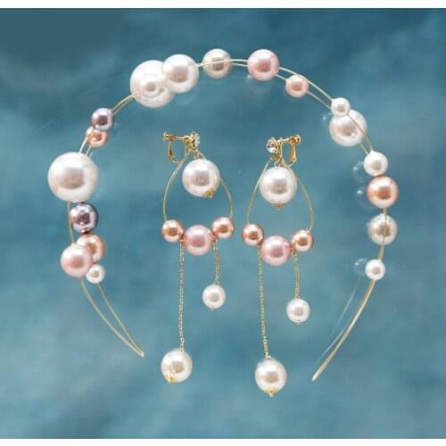 Korean Color big pearl Highlighting Pearl Soft Headband women party dinner headpieces head accessories women Bride Wedding Tiara