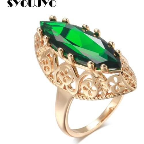 SYOUJYO New 585 Rose Gold Vintage Women Ring Unique Multiple Color Horse Eye Natural Zircon Fashion Trend Rings Fine Jewelry