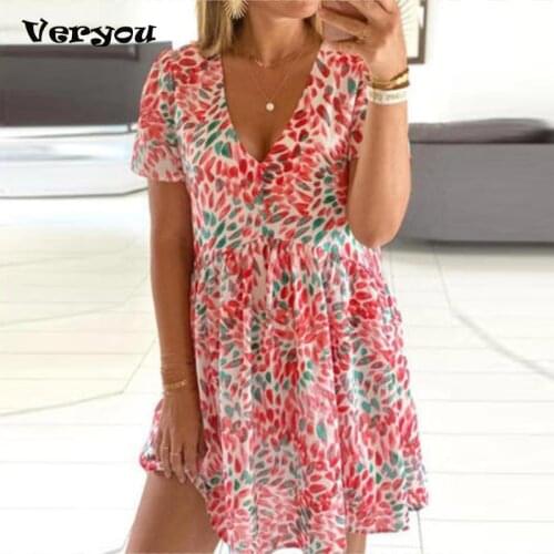 Ladies Vintage Office Lady Polka Dot Print Summer Dress Women Loose Casual Party Sundress Women Mini Beach Dress Female Vestidos