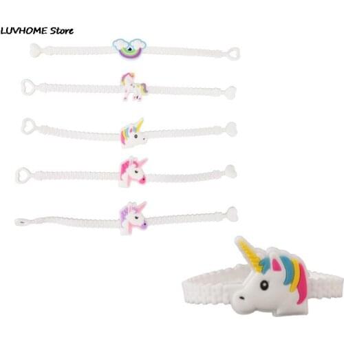 10pcs/lot Party Birthday Unicorn Bracelets Girls Boys Birthday Party Favors Bag Fillers Kids Baby Wristband Child Gift