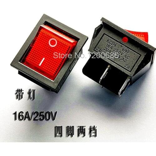 16A / 250V Large ship type switch KCD4 201 red 4 foot 2 files with light rocker switch