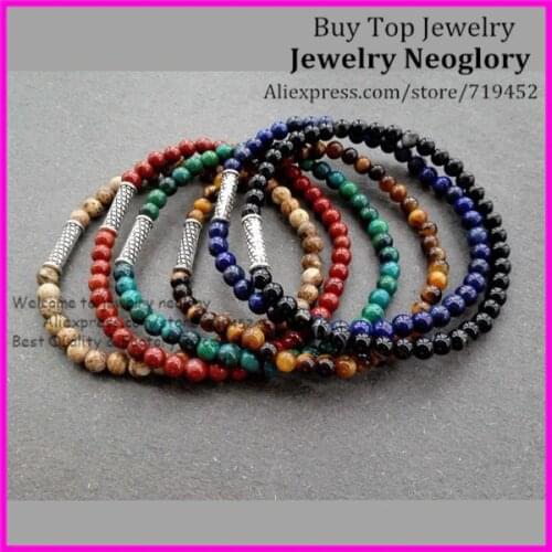 30pcs of Good quality 4mm Gem Beads Bracelet,Tiger eye / glass / lapis Lazuli / Stone Beads Bracelet, Stretchy Bracelet Mens