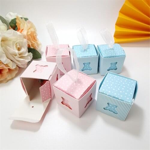 50 Pcs Cardboard Gift Candy Box Hollow Bear Decoration Crafts Baby Shower Storage Party Wedding Favors Exhibition Eco Friendly