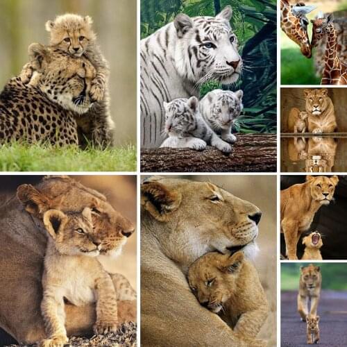 5D Diamond Painting Animals Lion Cross Stitch Full Drill Square Diamond Embroider Mosaic Picture of Rhinestones Home Decor Gift