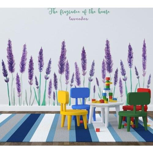 Purple Lavender Creative Wall Stickers Room Decoration TV Backdrop Wall Decal Living Room Bedroom Decor Self-adhesive Mural
