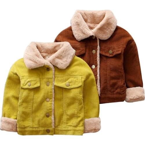 Baby jacket childrens padded jacket autumn and winter plus velvet padded jacket warm jacket boys and girls fashion jacket