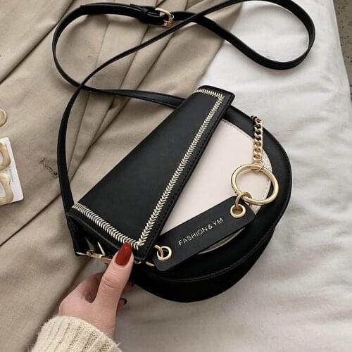 Contrast Color PU Leather Chain Design Crossbody Bags Women Small Handbag Small Bag Ladies Designer Evening Bag Main Femme #30