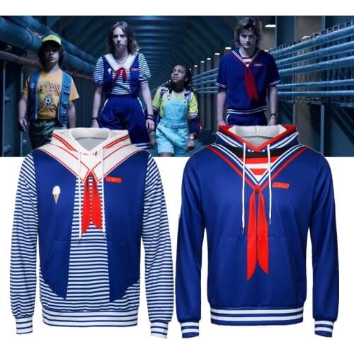 For Stranger Things Scoops Ahoy Steve Robin Cosplay Costume Men Women Pullover Hoodie Sweatshirt Autumn Sailor Suit Hooded Coat