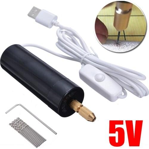 High Quality DC 5V Electric Drill with USB Cable +10Pcs Hand Drill Twist Bits with Wrench Tool For DIY Wood