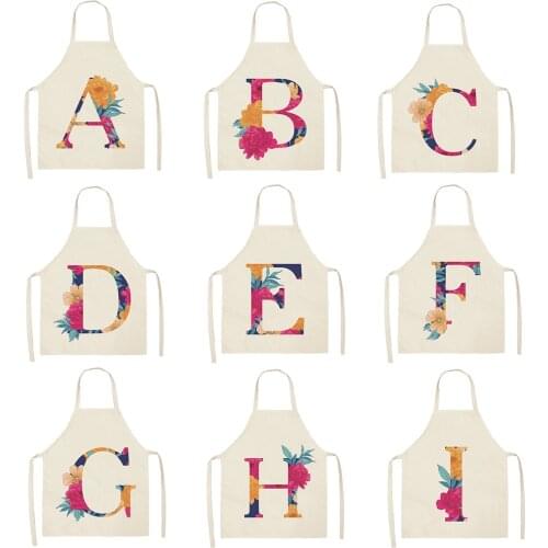 26 Letter Series Sleeveless Cotton Linen Apron Work Kitchen Apron for Women Men Cooking Baking Barbecue apron Household cleaning