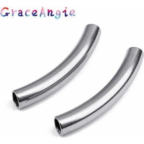 GraceAngie 5pcs/package Stainless Steel Elbow Handmade Jewelry Connector Round Straight Bend Pipe Tube Bracelet Accessories