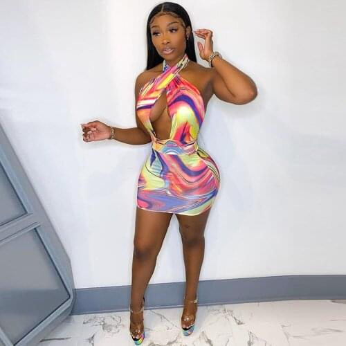 Hipster Aesthetic Print Hollow Out Sheath Dress Women Sexy Off Shoulder Backless Bodycon Dress Streetwear High Waist Mini Dress