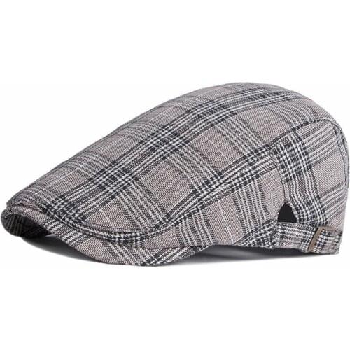 2021 Cotton Spring Summer fashion joker plaid Newsboy Caps Flat Peaked Cap Men and Women Painter Beret Hats 77