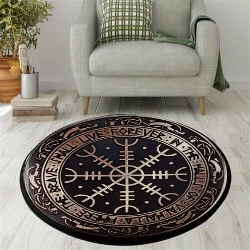 Viking Tattoo Carpet Anti-Skid Round shape Floor Mat 3D Rug Non-slip Mat Dining Living Room Soft Bedroom Carpet 04