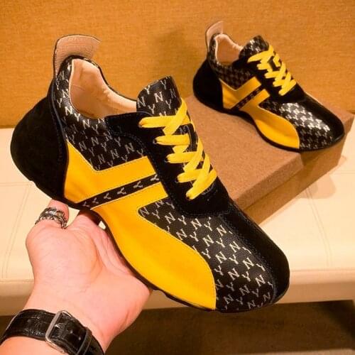 Mens Womens Chunky Sneakers Fashion Color Matching Ultra Light Leather Breathable Couple Casual Shoes Plus Size Women Shoes 44