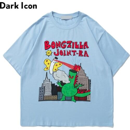 Dark Icon Cartoon Print Mens T-shirt Short Sleeve 2021 Summer Oversized Tshirts Men Women Cotton Tee Shirts