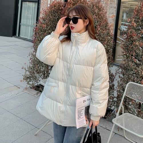Winter new large-size womens clothing fat, sweet and versatile, thin stand-up collar short down ladies jacket