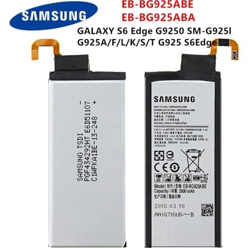 SAMSUNG Orginal EB-BG925ABE EB-BG925ABA 2600mAh Battery For SAMSUNG GALAXY S6 Edge G9250 G925FQ G925F G925S G925V G925A S6Edge