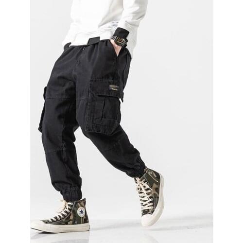 Autumn new trend solid color wild multi-pocket overalls mens street youth beam casual pants