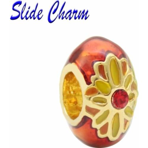 Easter gift,DIY straight hole beads,red rhinestones,red painted,oval Russian egg golden yellow chrysanthemum female personality
