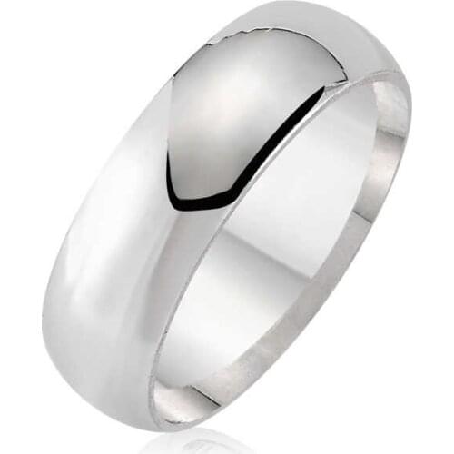 Flat Convex Silver Wedding Ring-6mm