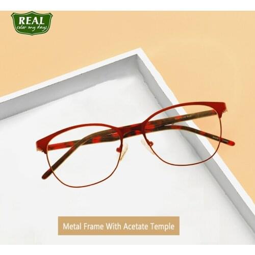 REAL Simple Design Metal Optical Glasses With Acetate Temple Myopia Eyewear Full Frame Unisex MT012
