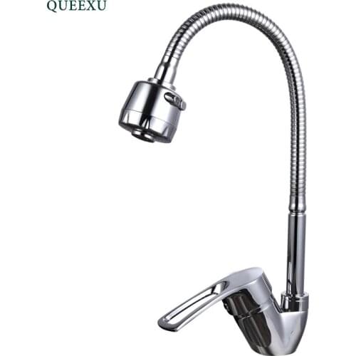 QUEEXU New Arrival Kitchen sink Faucet Mixer Cold and Hot water Kitchen Tap Single Hole Water Tap Zinc alloy torneira cozinha