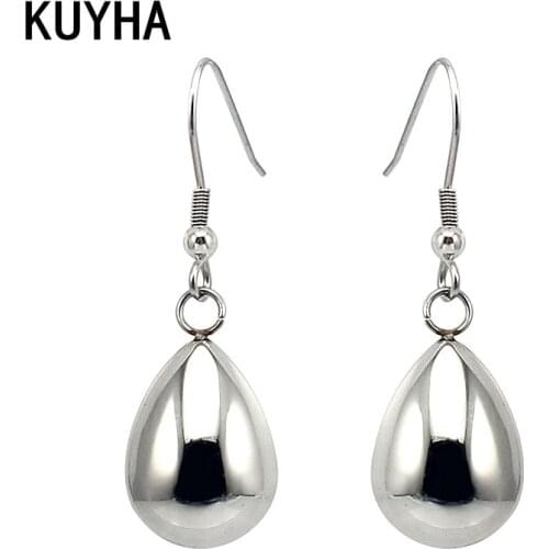 Modern Jewellry Silver Color Water Drop Earrings for Women 316L Stainless Steel Dangle Teardrop Earring