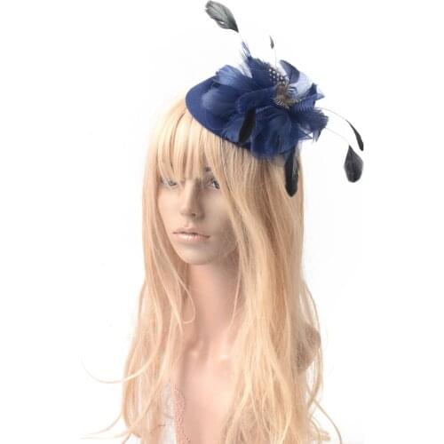 Wedding Bridal Fascinators Pillbox Hat Vintage Feather Flower Hair Clips Women Party Cocktail Hairpiece