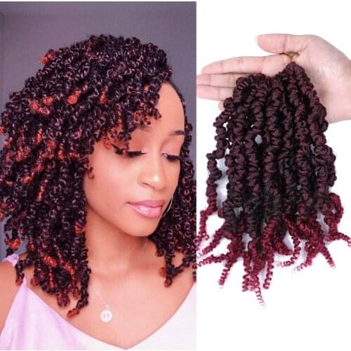 Mtmei Hair Pre-twisted Spring Twist Hair 10 inch 15Strands Passion Twist Crochet Hair Black Brown Burgundy Ombre Braiding Hair