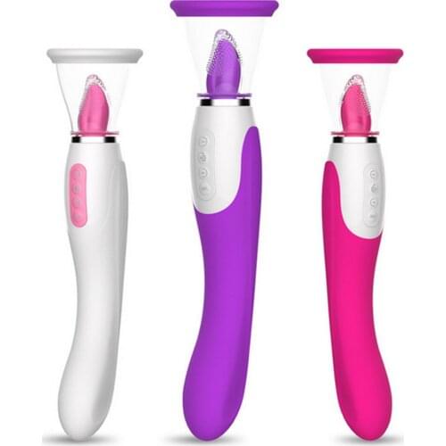 Tongue Dildo Vibrator for Women Heating Nipple Sucker Tight Oral Licking Clitoris Stimulate Masturbate Erotic Sex Toys for Woman