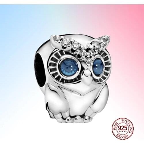 Vintage 100% 925 sterling silver charm owl beads fit original Pandora bracelet making women fine jewelry accessories gift DIY