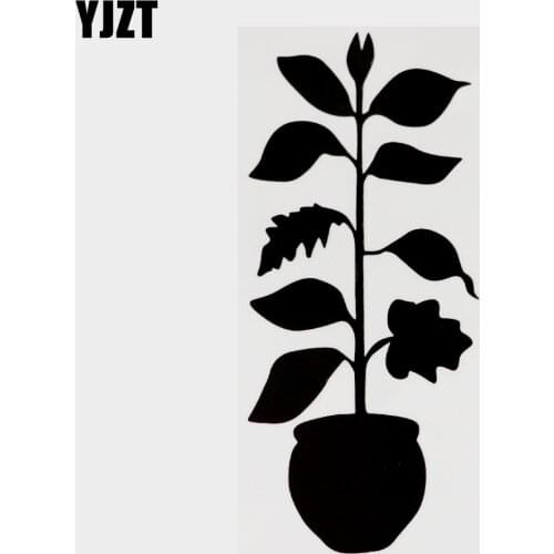 YJZT 8CM×18.1CM Plants Flower Vinyl Decor Car Sticker Decal Black/Silver Accessories 18B-0206
