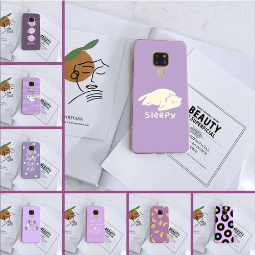 Back Cover For Huawei Mate 9 10 20 Pro Purple Cat Unicorn Moon Cute Silicone Soft Phone Case For Huawei Mate 7 8 9 10 20 Lite