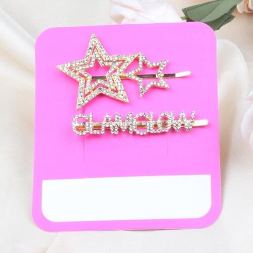 Gold Color Hair Pins Letter Word Crystal Rhinestone Hair Clips Jewelry For Women Girl 2020 Star Jewelry Hair Accessorie