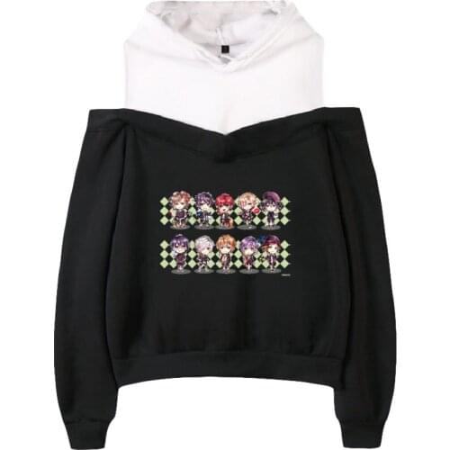 Trend Anime Diabolik Lovers Hoodies Women Off Shoulder Sweatshirt Y2K Girl Pullover Harajuku Streetwear Autumn Winter Clothes