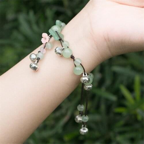 Bracelet for women green beaded flower concise trendy fashion jewelry accessories rope chain charm bracelets free shipping BS51