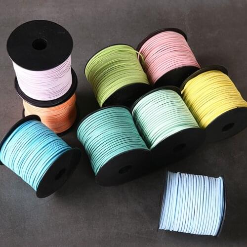 100Yard Flat Faux Suede Velvet Leather Rope Cord String Black White Brown Thread Lace Jewelry Finding for Choker DIY Braided rop