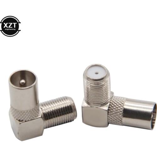 2pcs/Set Right Angle TV Aerial Antenna Male Plug To RF Coaxial F Female Socket Aluminium Alloy