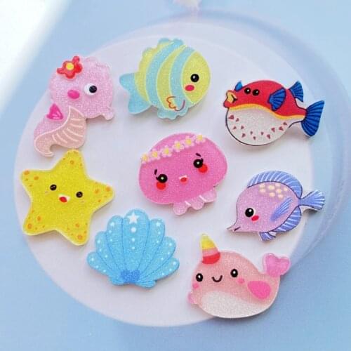 20Pcs Cute Mix The Shiny Mini Ocean Series Flat Back Resin Cabochons Scrapbooking DIY Jewelry Craft Decoration Accessorie H360