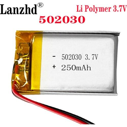 3.7V Lipo cells 502030 250mah Lithium Polymer Rechargeable Battery For MP3 GPS bluetooth headset DVD PDA LED Lamp Camera
