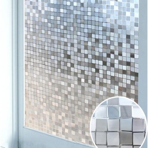 3D Mosaic Pattern Anti-UV Glue-Free Electrostatic Glass Film Matte Sticker Living Room Office Bathroom Sticker Glass Sticker