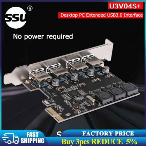 4 Port USB 3.0 PCIe Expansion Card PCI Express PCIe USB Hub Adapter SSU U3V04S 4-port USB3.0 Controller
