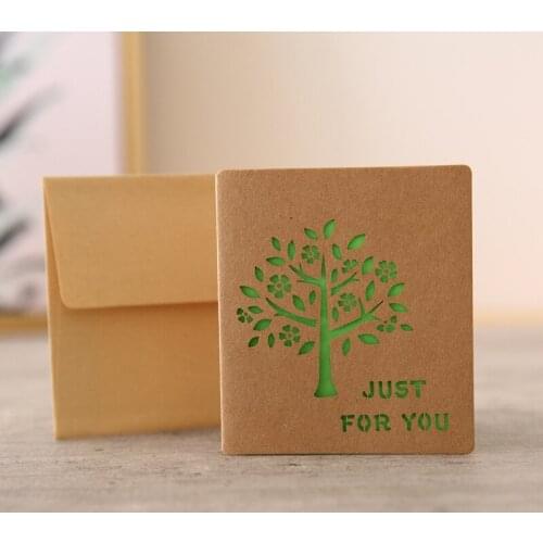 5pcs creative hollow Christmas card birthday greeting card small card Christmas tree greeting card wholesale