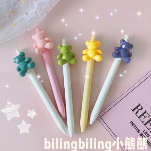 5Pcs/lot bear Cartoon Gel Pen Signature Pen Escolar Papelaria School Office Supply Promotional Gift