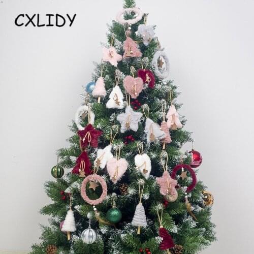 5pc Christmas Tree Pendant Christmas Party Supplies Plush Decoration Creative Christmas Tree Pendant Room Decoration qq179